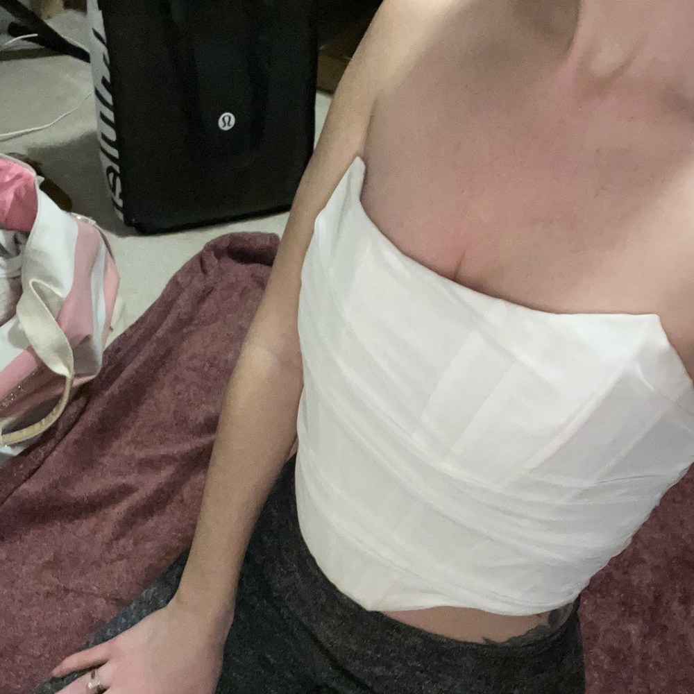 White Corset Strapless Top